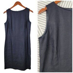 Talbots Irish Linen Sheath Dress Size 8 Black Sleeveless Classic Cocktail LBD